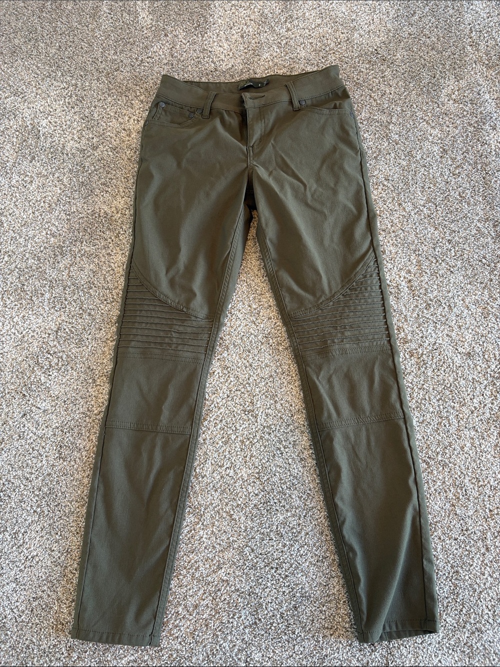 Prana Olive Green Moto Skinny Travel Pants size 6